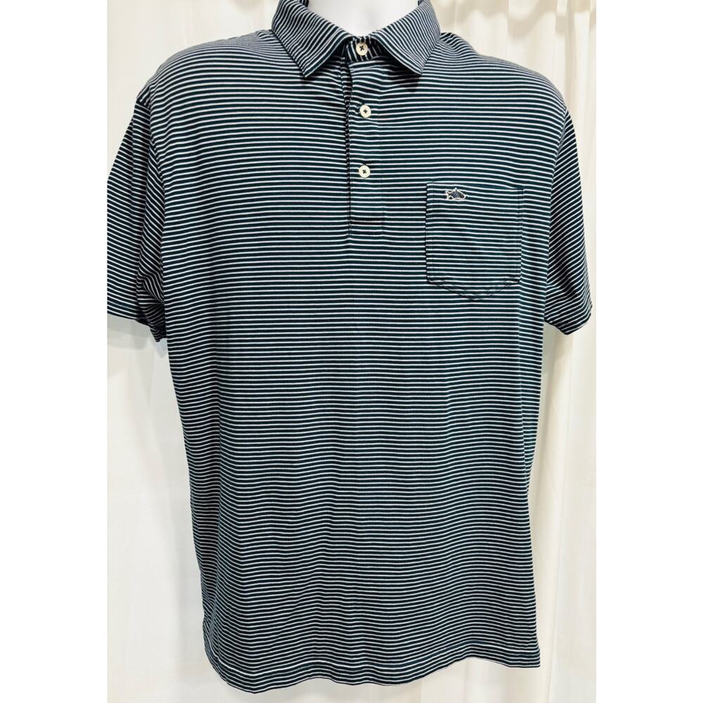 Fish Hippie Shellbine Stripe Polo Mens Large L Blue White Golf Shirt Stretch